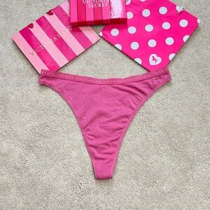 New Victoria’s Secret Pink Soft Cotton Logo Band High Leg Thong Panties Large L